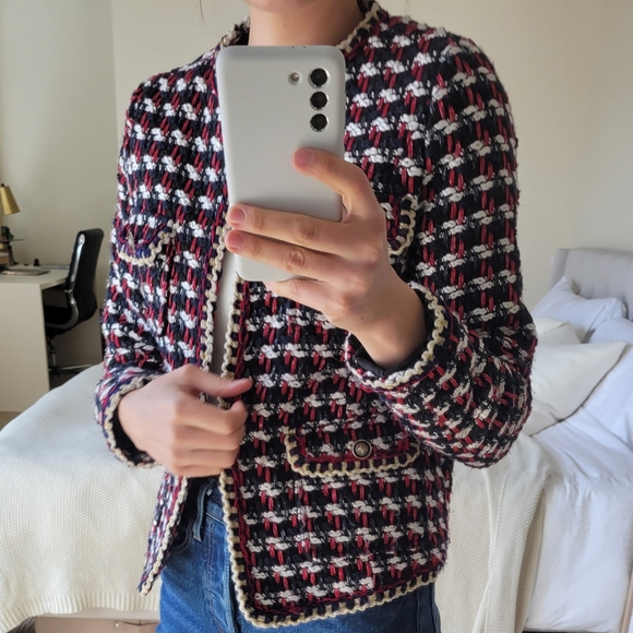 Zara Tweed Jacket Blazer Women S - Picture 3 of 8